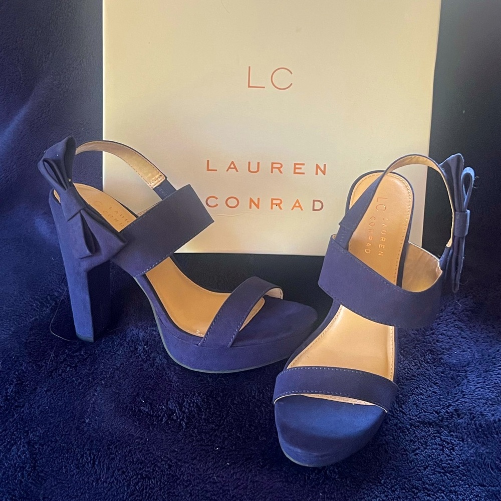 Lauren Conrad Navy Blue Block Heel with Bow